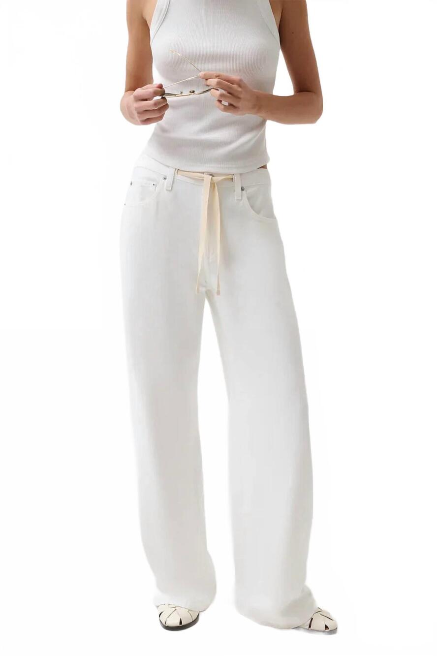 NEW PISTOLA jadyn mid rise drawstring jean in optic white